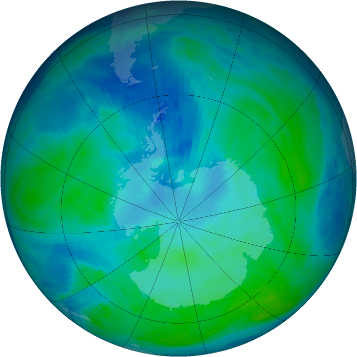 Antarctic ozone map for 21 February 1998